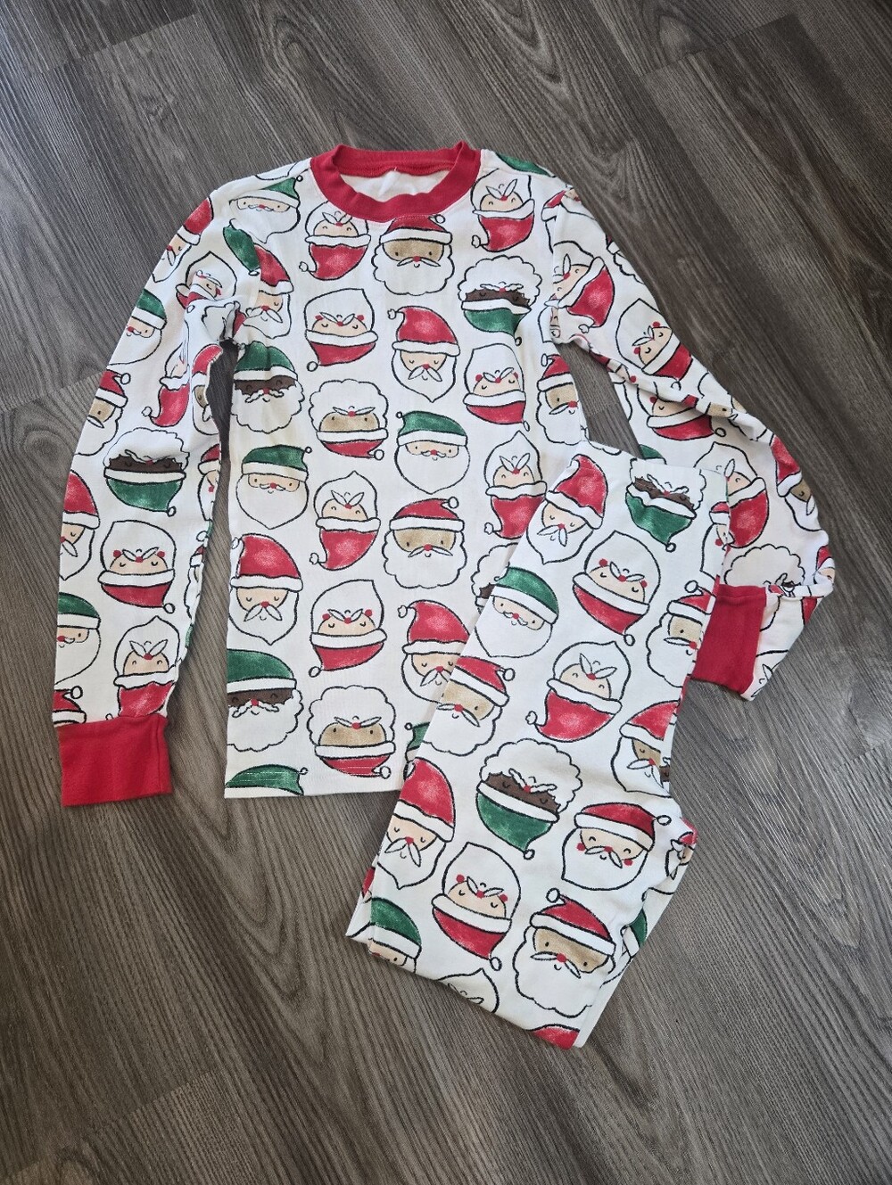 Carters Christmas Santa Print Pajama Set with Red Trim Adult Size XS